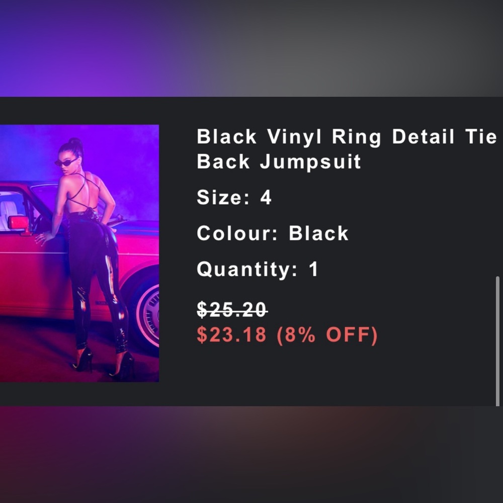 Black Vinyl Ring Detail Tie Back Jumpsuit